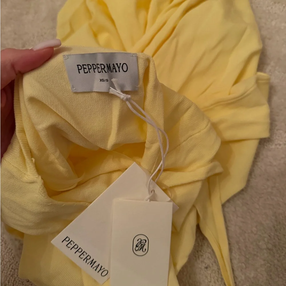 Peppermayo Yellow Halter Maxi Dress with Side Tie - Picture 5 of 5